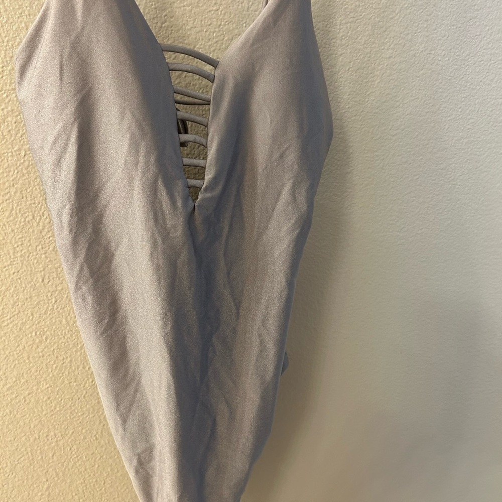 Beautiful silver one piece bathing suit